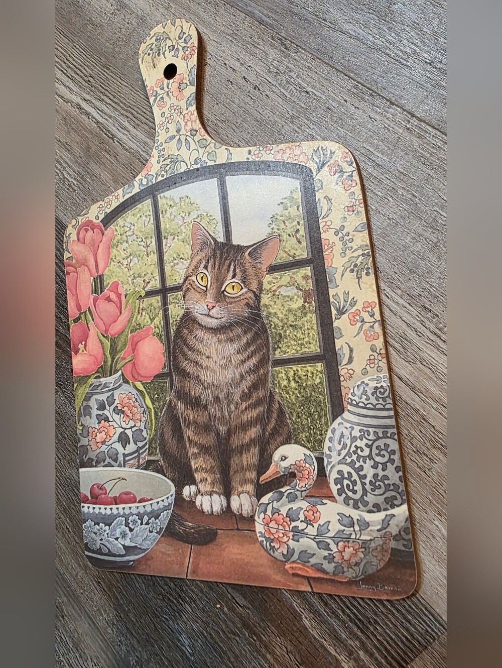 Decorative Cat Cutting Board Wall Art - Jenny Baron Signed